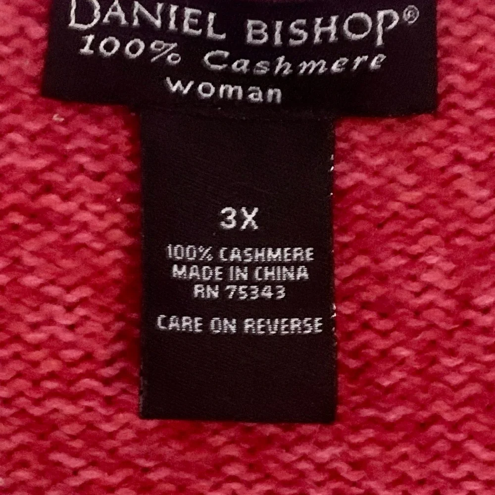 Daniel Bishop Coral Red 100% Cashmere V-Neck Sweater Size 3X - Picture 4 of 6